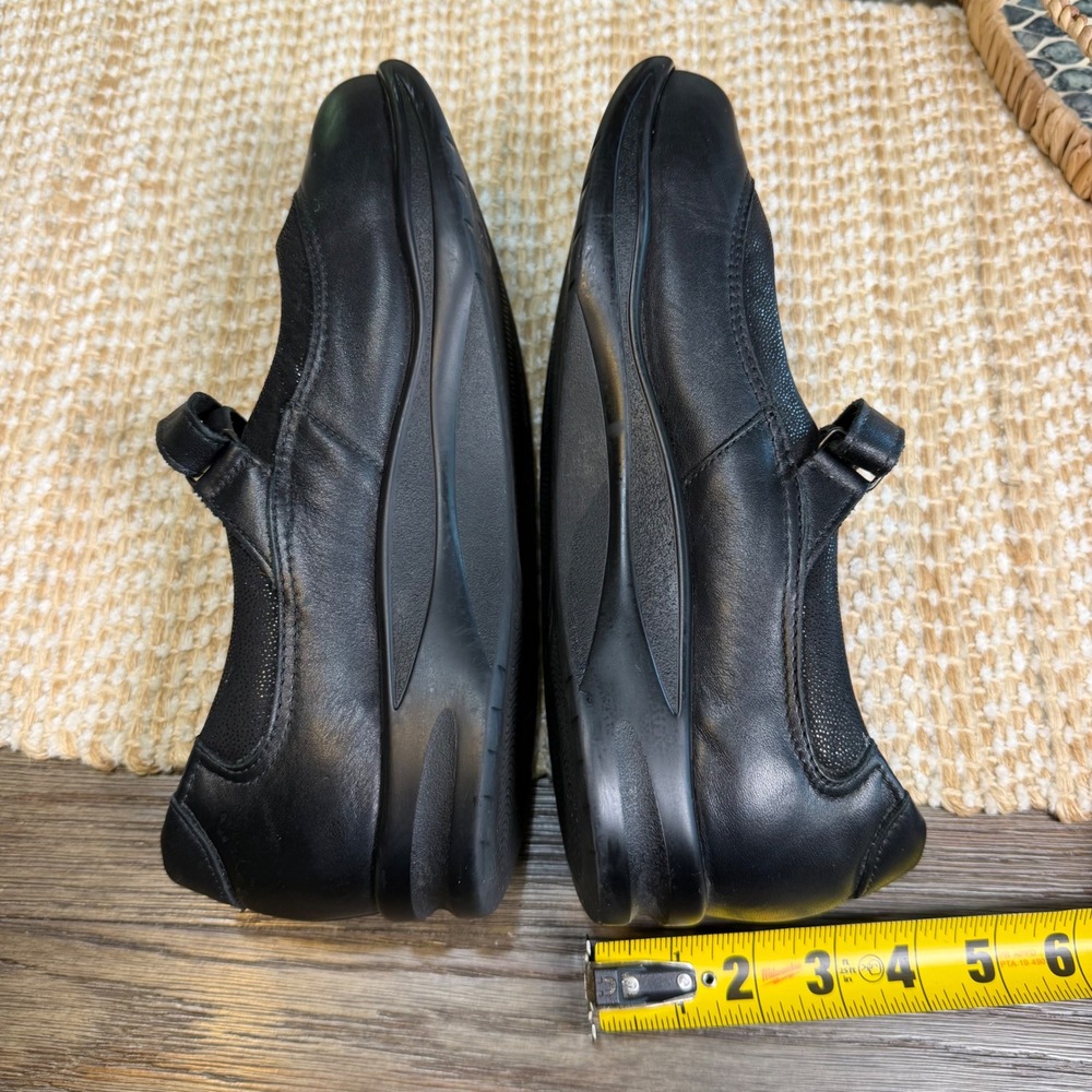 SAS Scenic Black Leather Mary Jane Flats Shoes 9.5 WW Wide Width Made in USA - Picture 7 of 10